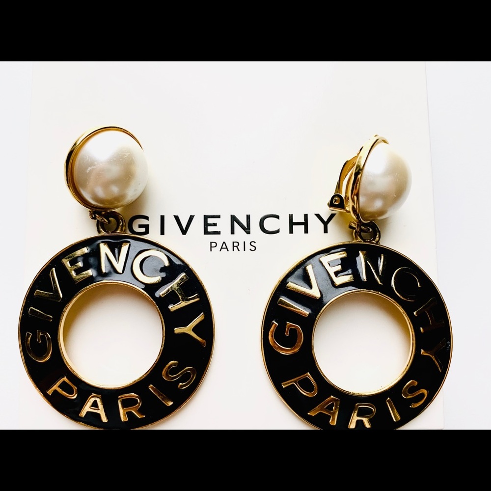 Vintage Black And Gold Givenchy Earrings